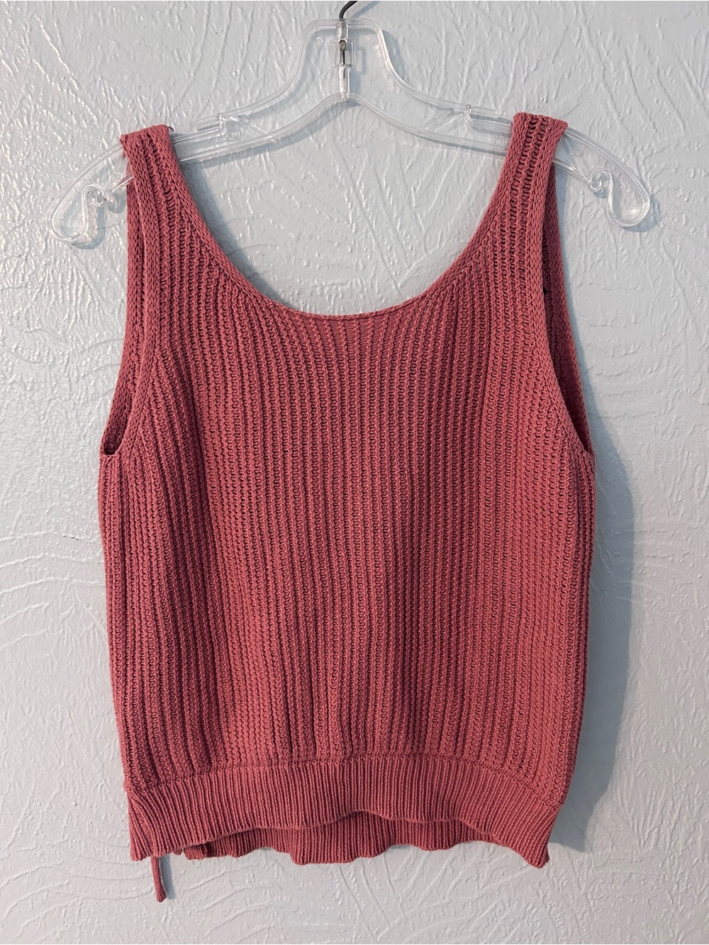 Moon & Madison ribbed knit tank top with tie detail, Dusty Rose
